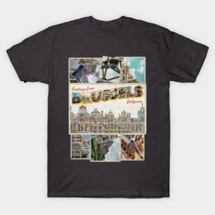 Greetings from Brussels in Belgium Vintage style retro souvenir T-Shirt